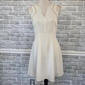 Esley White Lace Trim Fit and Flare Dress NWT Small Coastal Bridal Graduation